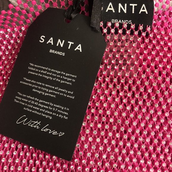 Santa Brands for FWRD Feathers Mini Dress Pink Rhinestones - Picture 6 of 7